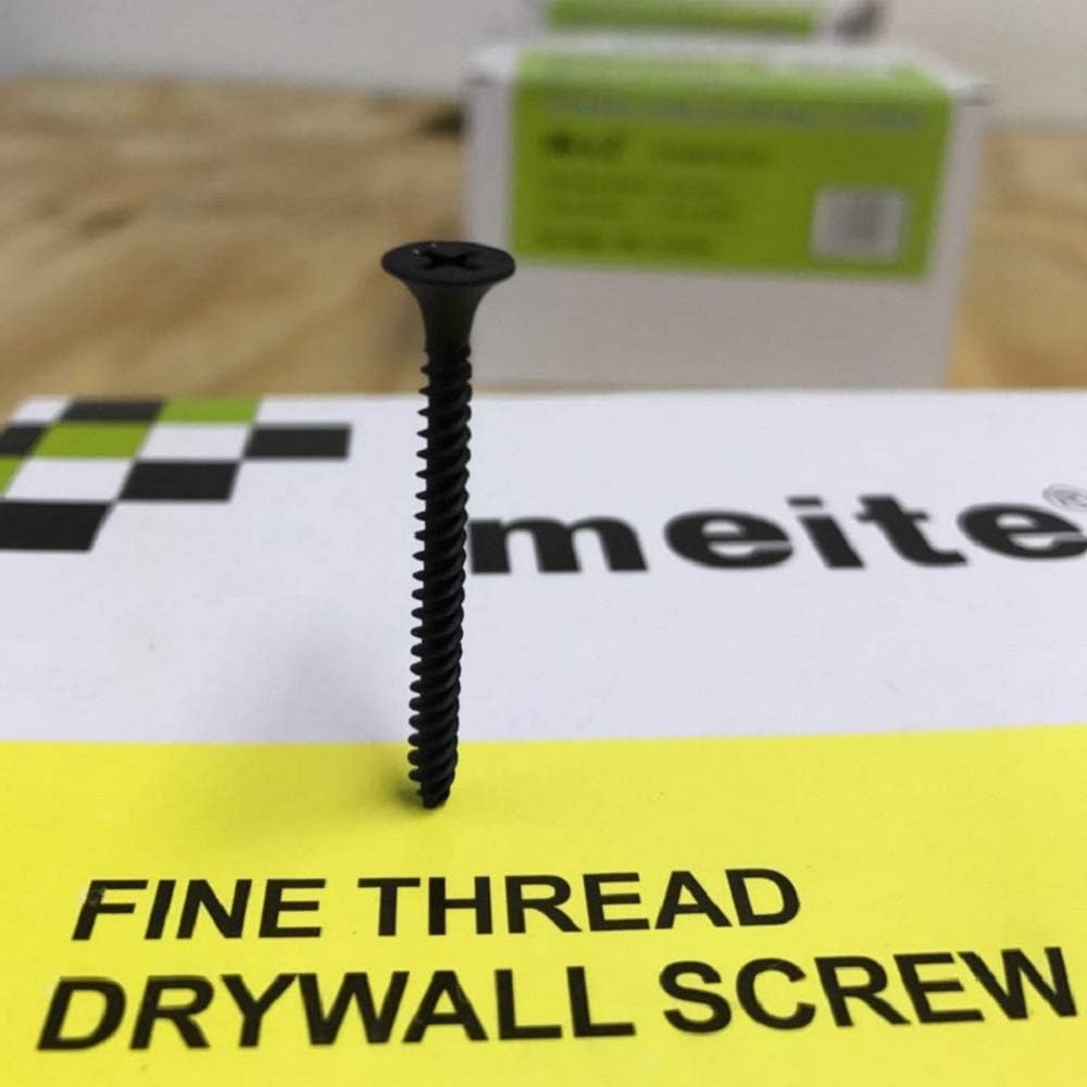 meite #6 Fine Thread Drywall Screws by 2-Inch with Bugle Head, 5 Pounds Black #DSF2M (8 Boxes (1 CASE))