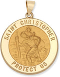 14k Yellow Gold and White Gold Polished Saint Christopher Pendant Medal Necklaces for Men and Boys