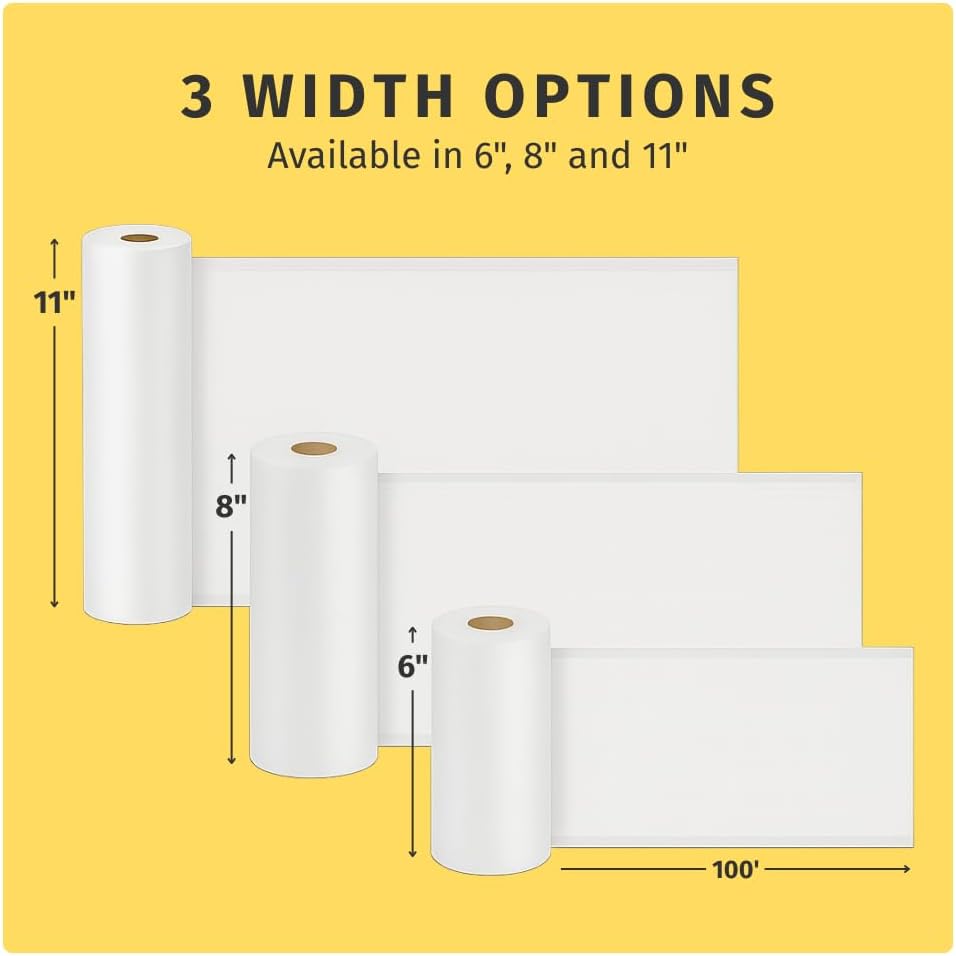 OutOfAir 11' x 25' Vacuum Sealer Bags Rolls 40 Pack (Bulk Case) - Heavy Duty 7 Layer 4 Mil Plastic, BPA Free, Food Safe, Fits All Vacuum Sealer Machines, Sous Vide Compatible