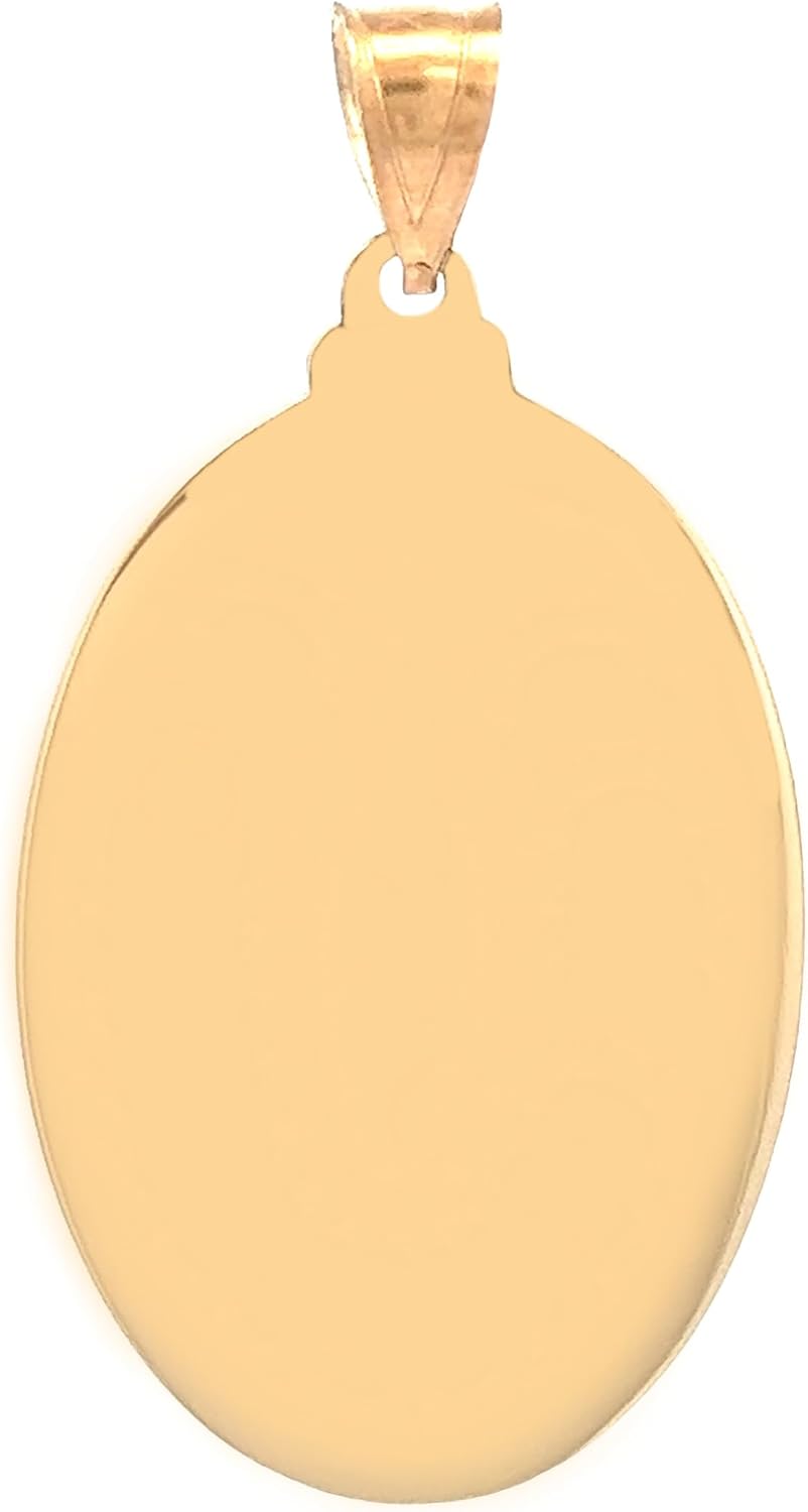 14k Yellow Gold and White Gold Polished Saint Christopher Oval Pendant Medals for Men and Boys