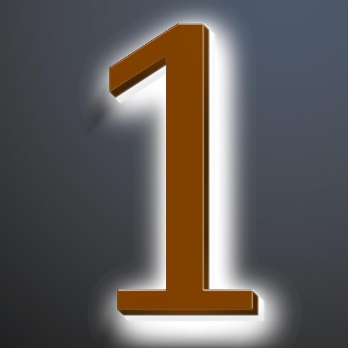 Illuminated Address Sign 16 Inch, Backlit LED Illuminated House Number For Outside, Stainless Steel Lighted Address Numbers, Modern, Trendy Signs, Brown, White Light,1