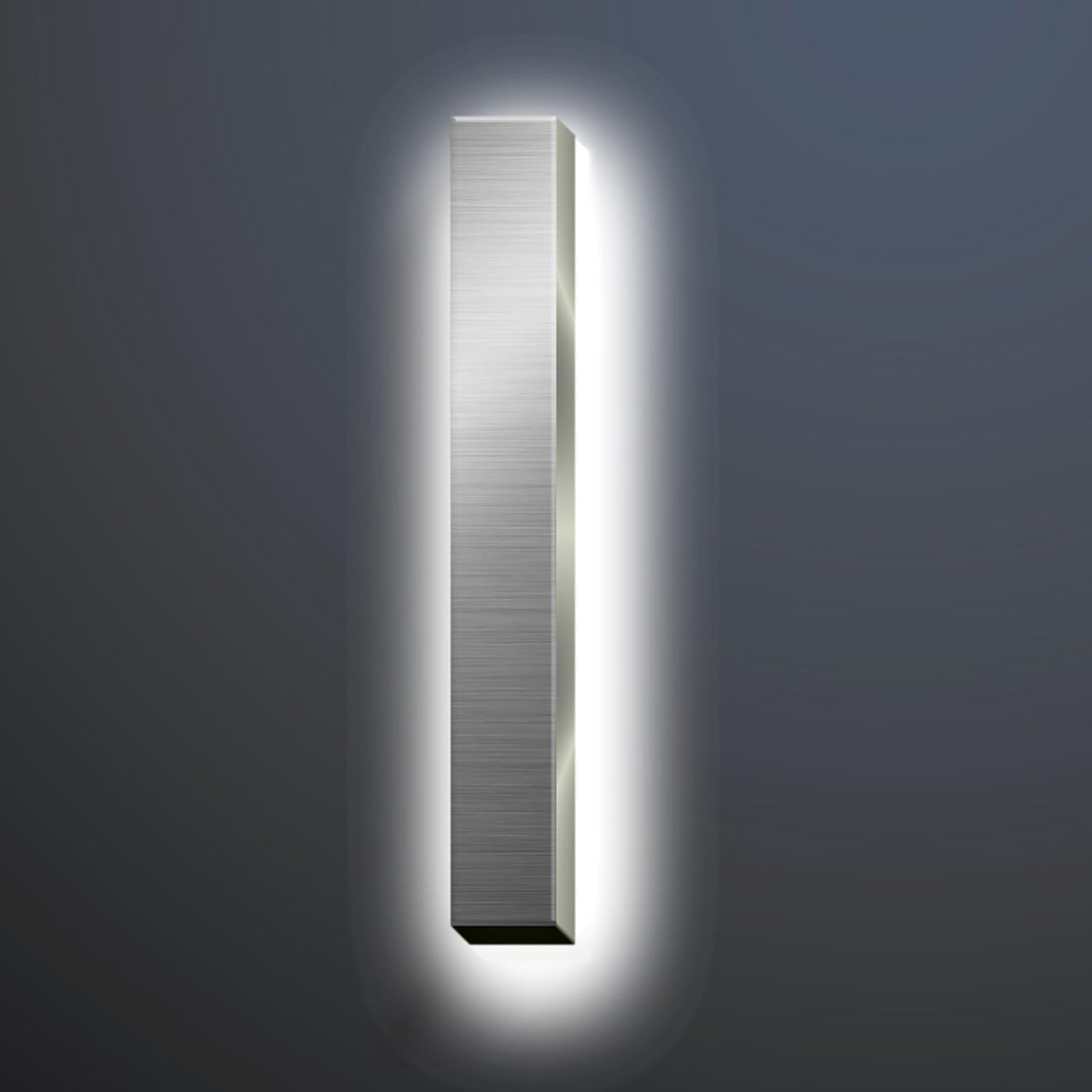Backlit LED Illuminated House Numbers For Outside 18', Stainless Steel Modern Lighted Address Signs For Home, Illuminated Address Numbers, Brushed Silver, White Light,I