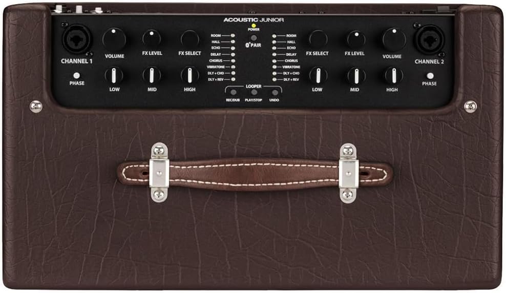 Fender Acoustic Junior Guitar Amplifier Bundle with Fender Joe Strummer Instrument Cable, (13ft) Straight/Straight, Drab Green
