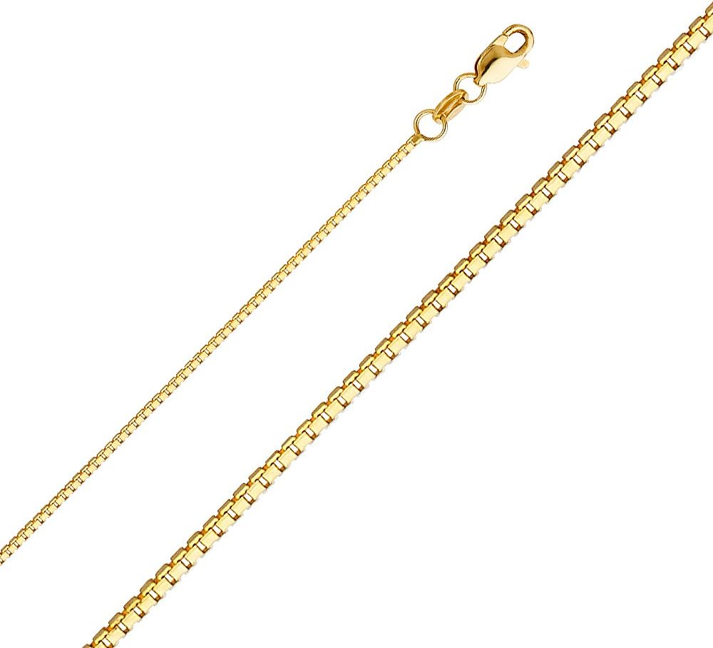 14K Yellow Gold Religious Protect Us St. Christopher Medal Pendant Necklace with 1mm Box Chain