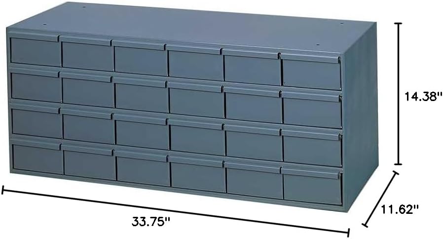 Durham 007-95 Gray Cold Rolled Steel Storage Cabinet, 33-3/4' Width x 14-3/8' Height x 11-5/8' Depth, 24 Drawer