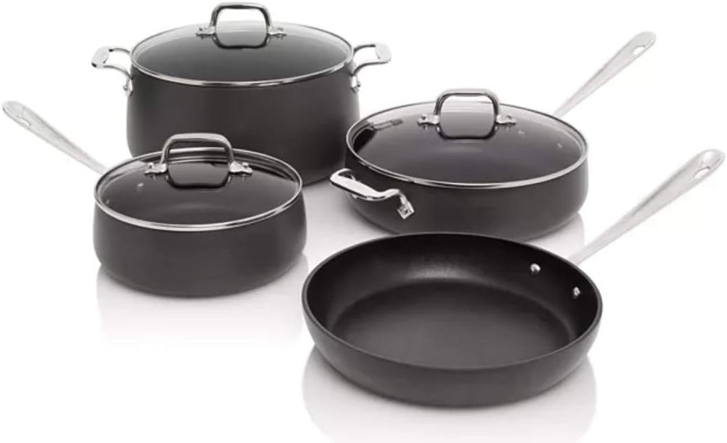 All-Clad HA1 7-Piece Hard Anodized Nonstick Dishwasher Safe PFOA Free Cookware Set, Black