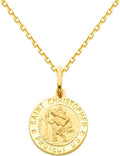 The World Jewelry Center 14k Yellow Gold Religious Saint Christopher Medal Pendant with 1.2mm Cable Chain Necklace