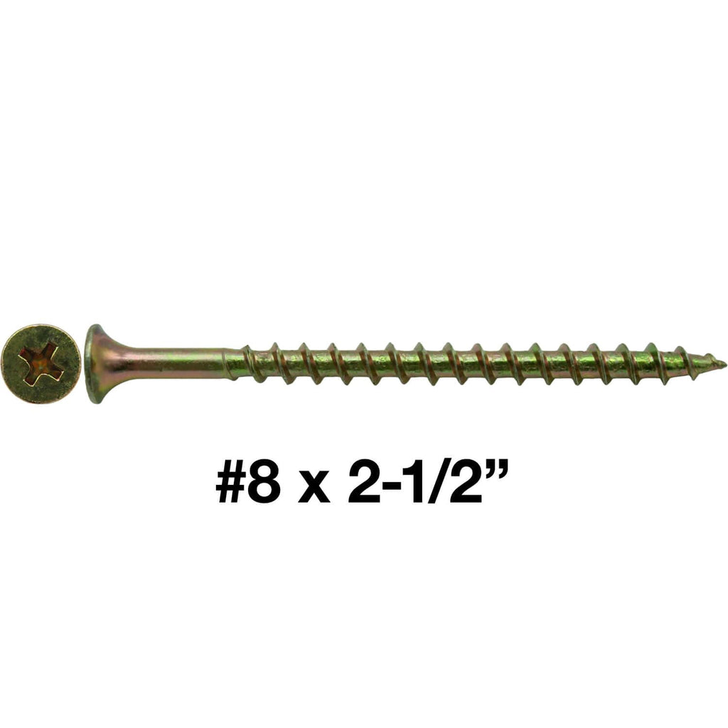 Drywall Screws: Yellow ZINC #8 x 2-1/2' COARSE Thread Drywall, Gypsum Board, Sheetrock, Plasterboard Screws. Use for Low Cost, All Purpose Wood Screws (22 POUNDS - 2,500 Approx. Screw Count)