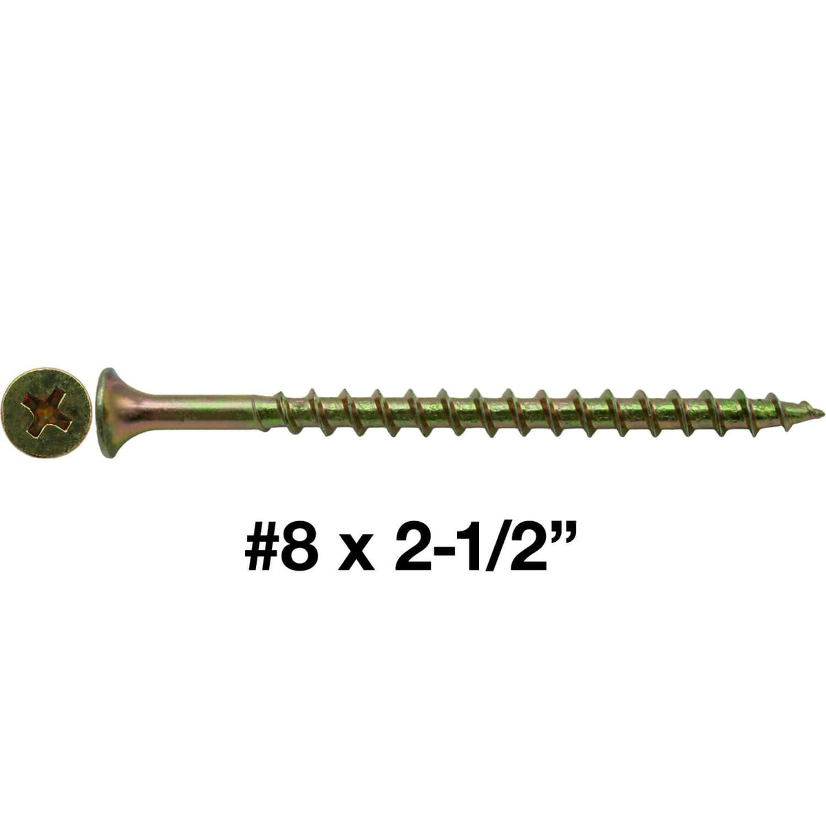 #8 x 2-1/2 Yellow ZINC COARSE Thread Drywall, Gypsum Board, Sheet Rock, Plasterboard Screws. CASE Qty 42 Boxes - 3,570 Screws