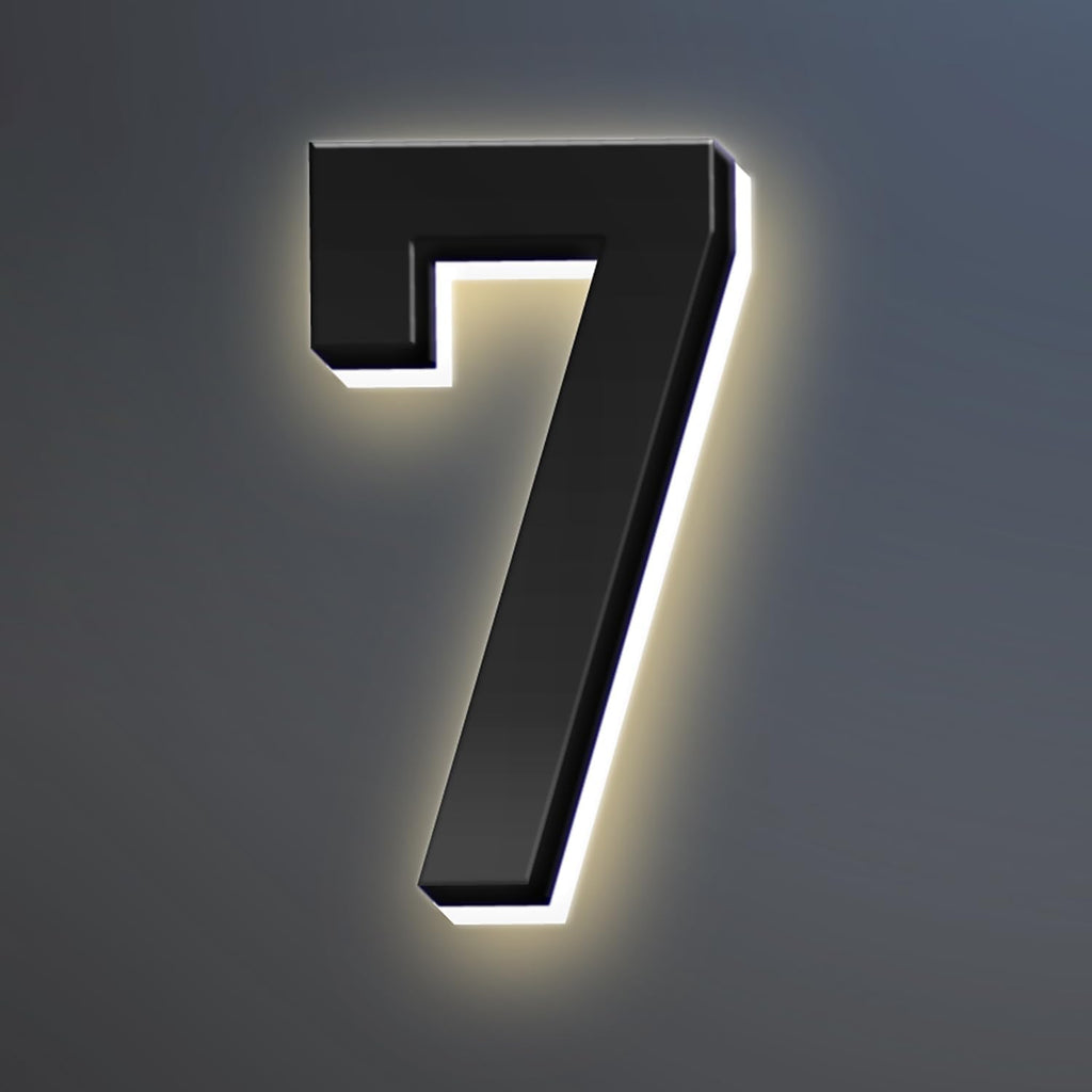 18 Inch Backlit LED Illuminated Home Address Numbers Modern Lighted Up House Numbers Stainless Steel Hand-Polished Waterproof For House Address Signs,7