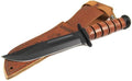 KA-BAR 1220 US Army Straight Edge Fighting/Utility Knife with Leather Sheath, Beige, 7' Blade