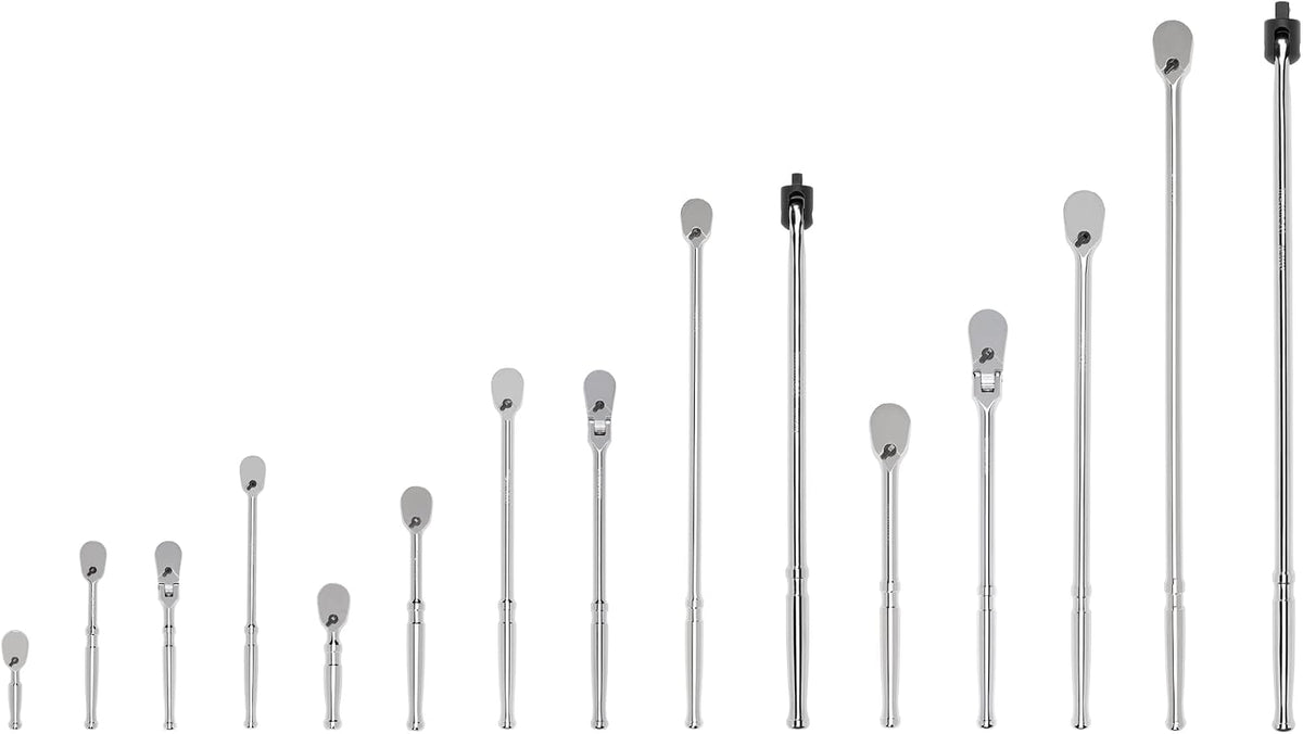 TEKTON 1/4, 3/8, 1/2 Inch Drive Non-Quick-Release Ratchet and Breaker Bar Set (15-Piece) | SDR99901