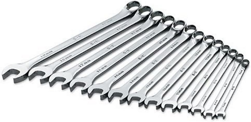 SK Tools USA 13 Piece, Long Pattern, 6 Point, Metric SuperKrome Combination Wrench Set: 7MM - 19MM, 86127