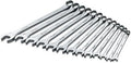 SK Tools USA 13 Piece, Long Pattern, 6 Point, Metric SuperKrome Combination Wrench Set: 7MM - 19MM, 86127