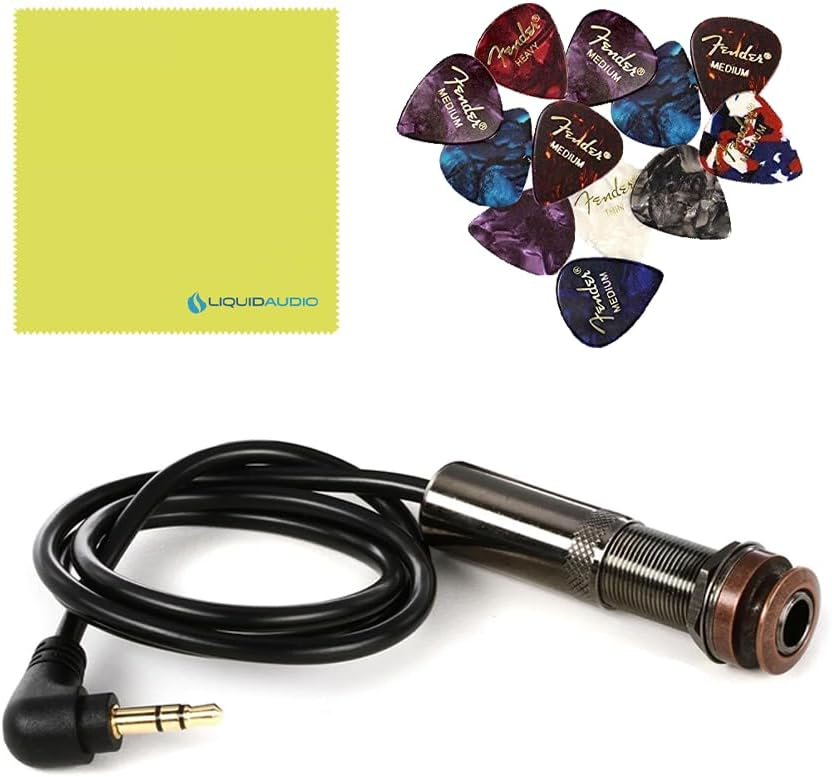 LR Baggs M80 Acoustic Guitar Magnetic Soundhole Pickup Full Range Bundle w/ 12x Fender Picks and Liquid Audio Polishing Cloth