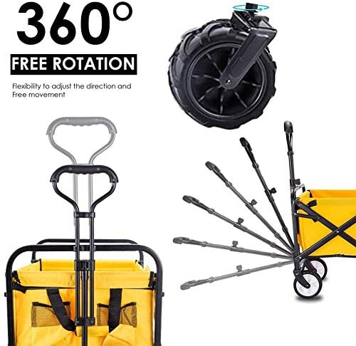Trolley Collapsible Folding Wagon Heavy Duty Utility Cart for Camping Garden Sports 90kg Capacity Outdoor/Festivals/Camping