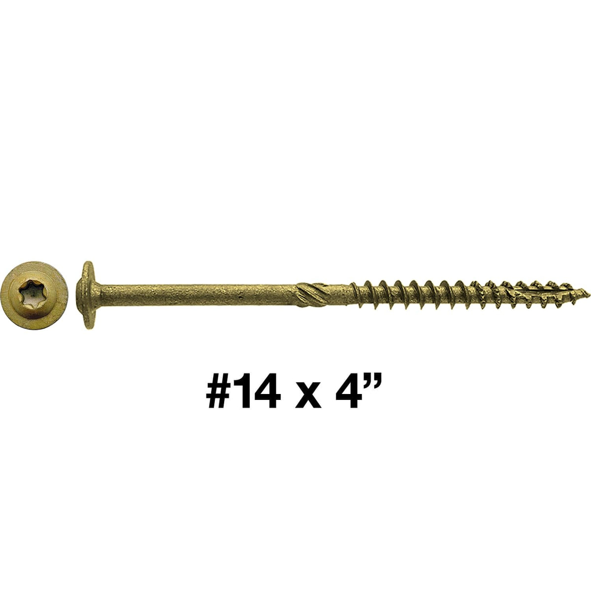 Jake Sales #14 x 4 Construction Lag Screw - Torx/Star Drive Heavy Duty Structural Lag Screw - Exterior Coated - ACQ Compatible - Modified Truss Washer Head. (10 x 100 Count CASE -1,000 Screws)