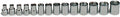 Wright Tool 354 3/8' Drive 6-Point Standard Metric Socket Set, 14-Piece | Sizes 6–19 mm, Chrome Finish, with Rails & Clips Made in USA