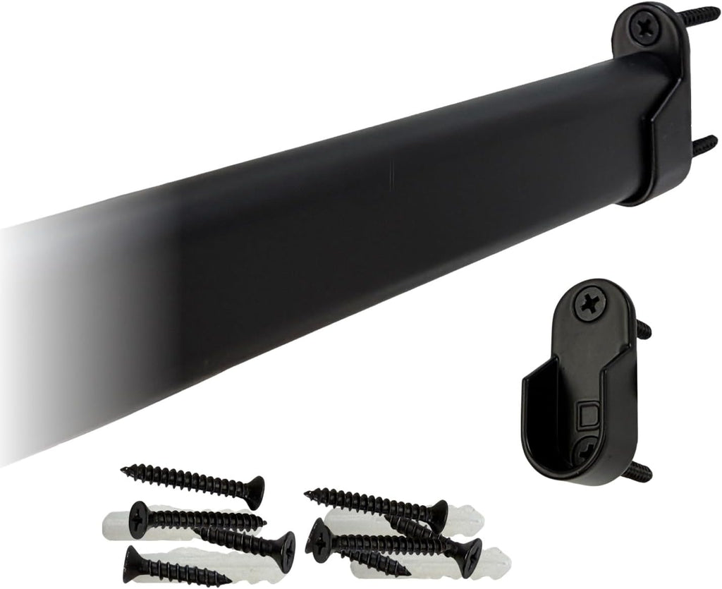 36' Oval Closet Rod Kit | Black | Screw-On End Brackets & Hardware | Heavy-Gauge Steel | 10 Kits | Desunia