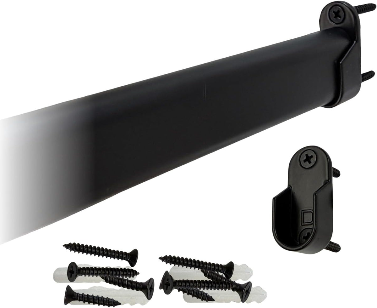 36' Oval Closet Rod Kit | Black | Screw-On End Brackets & Hardware | Heavy-Gauge Steel | 10 Kits | Desunia