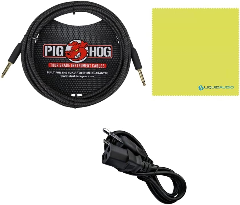 Fender Acoustic Guitar Amplifier 100-watt, Natural Blonde Bundle w/Pig Hog PCH10BK Black Woven Instrument Cable, Power Cable and Liquid Audio Polishing Cloth