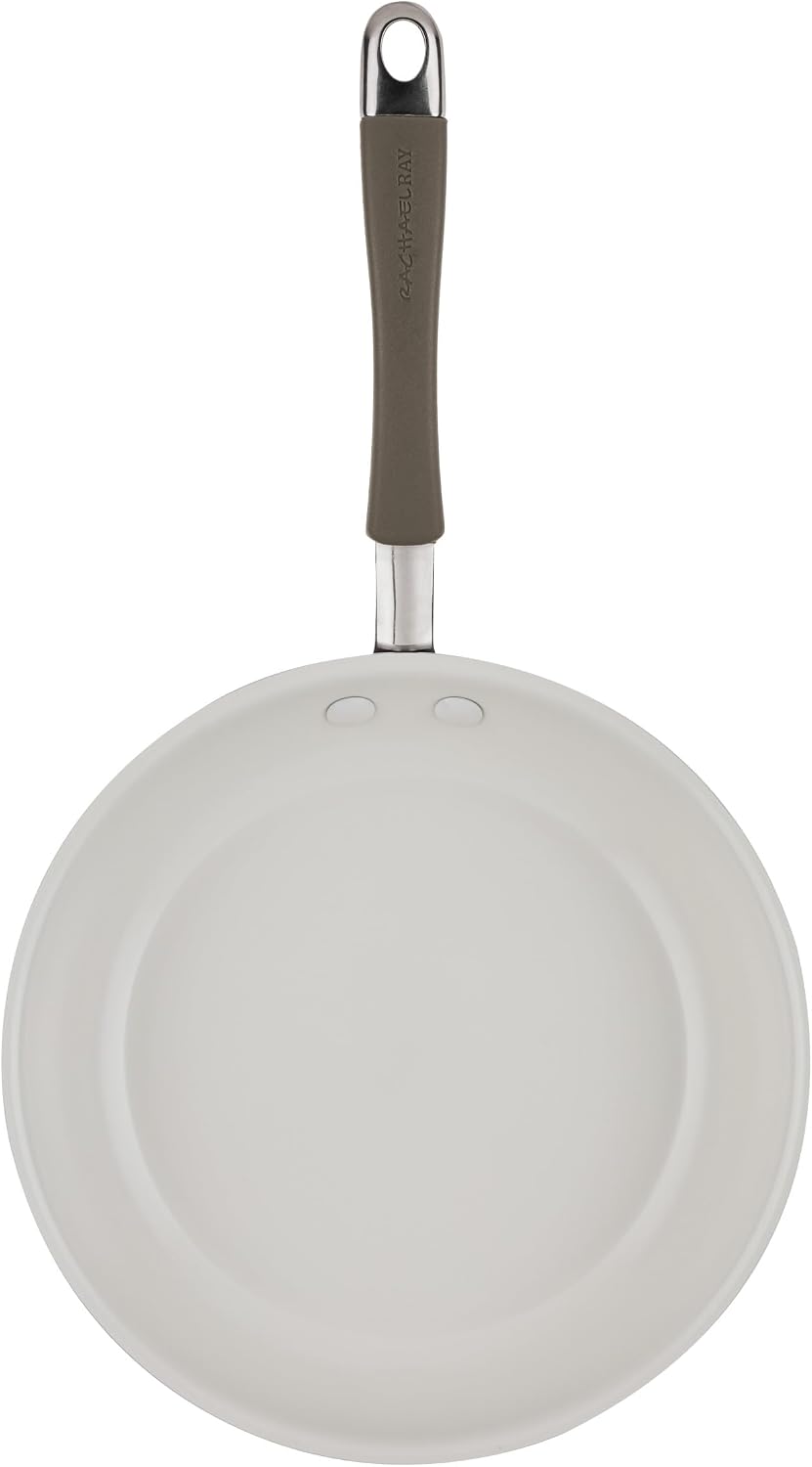 Rachael Ray Cucina Ceramic Nonstick Cookware Pots and Pans Set, 13-Piece, Almond