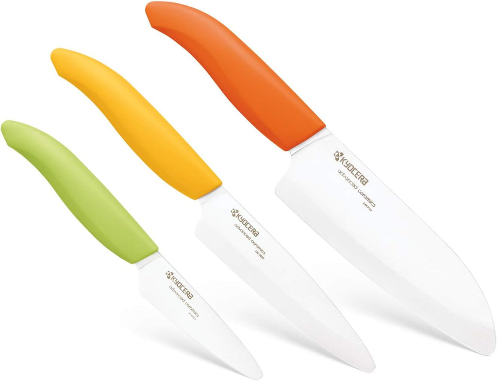 Kyocera 3Piece Advanced ceramic Revolution Series Knife Set, Citrus