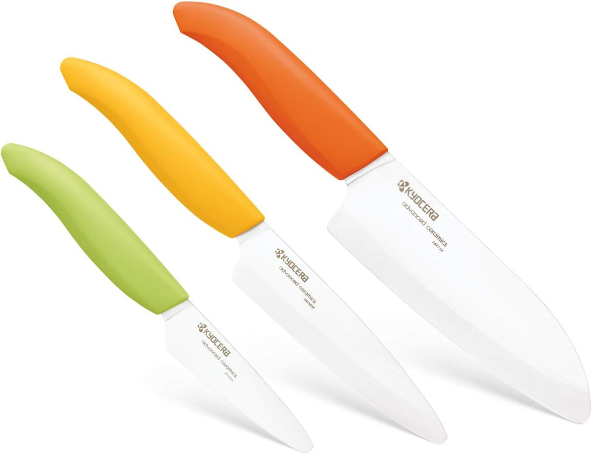 Kyocera 3Piece Advanced ceramic Revolution Series Knife Set, Citrus