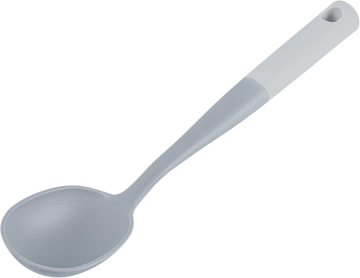 Restaurantware Silicone Utensil Set Pack of 10 Non-Slip Handle 6-Piece Nylon Kitchen Tool Set, Heat-Resistant Dishwasher-Friendly Cooking Accessories, Durable Gray and White Cooking Utensils