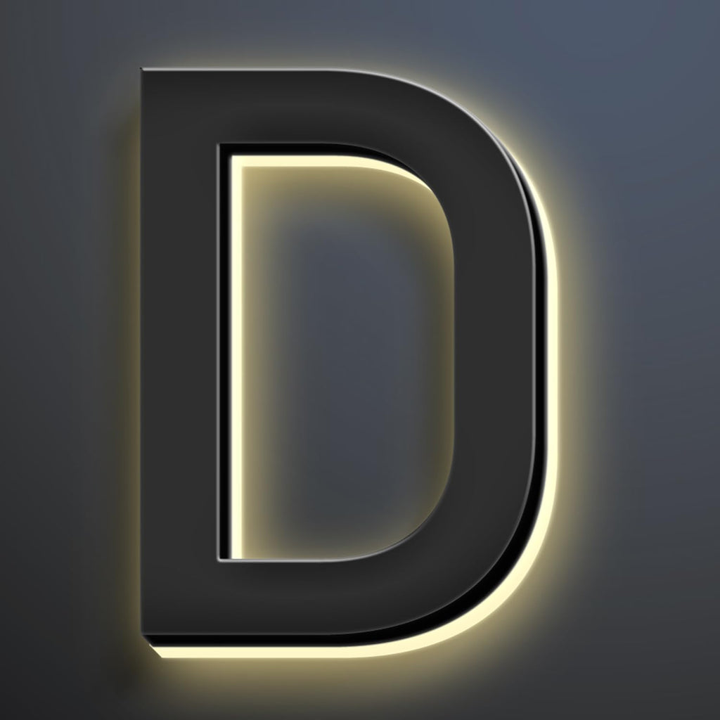 18 Inch Backlit LED Illuminated Home Address Numbers Modern Lighted Up House Numbers Stainless Steel Hand-Polished Waterproof For House Address Signs,D