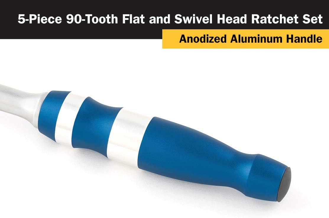 Titan 12175 5-Piece 90-Tooth Swivel Head and Flat Head Ratchet Set
