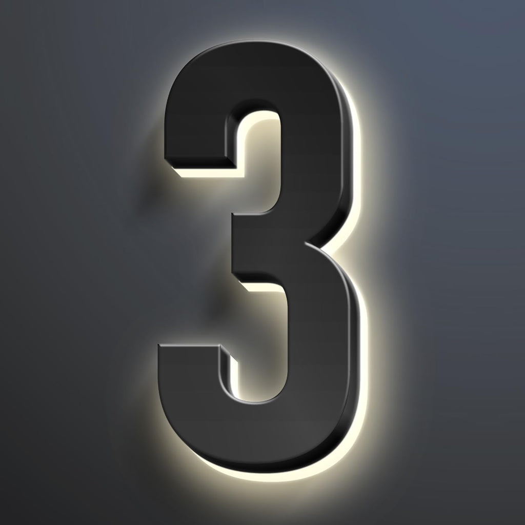 Illuminated House Address Numbers Signs, Stainless Steel,Up-Scale Modern Look, Backlit LED Illuminated Home Address Number, Lighted House Numbers For Outside,20 Inch/500mm,3