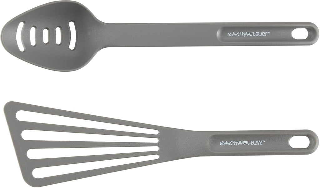 Rachael Ray Cucina Nonstick Cookware, Sea Salt Gray Pots and Pans Set, 12-Piece