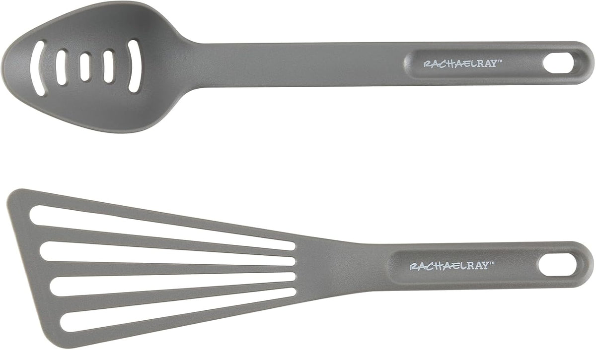 Rachael Ray Cucina Nonstick Cookware, Sea Salt Gray Pots and Pans Set, 12-Piece
