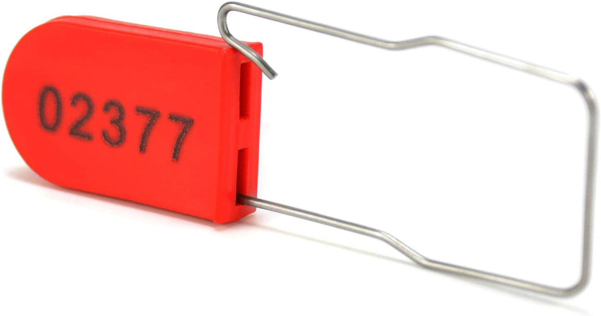 1000 PCS Plastic Wire Padlocks, Numbered Plastic Padlocks Security Seals Electric Meter Seal Disposable Anti-Tamper Locks, Red