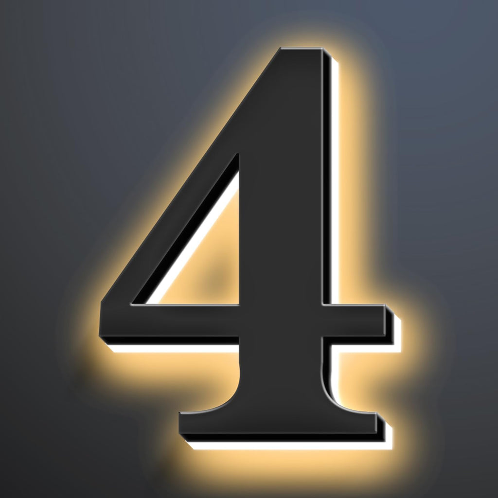 Backlit Illuminated LED Home Address Numbers 18 Inch, Modern Lighted Up Address Signs Make A Statement, Large Stainlesss Steels House Numbers With LED Lights,4