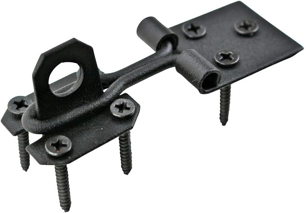 Renovators Supply Manufacturing Black Wrought Iron Wire Hasp Lock 3' X 1' Rust Resistant Antique Wire Style Hasp Latches Safety Padlock Clasps for Cabinets, Chests Or Doors with Screws Pack of 10