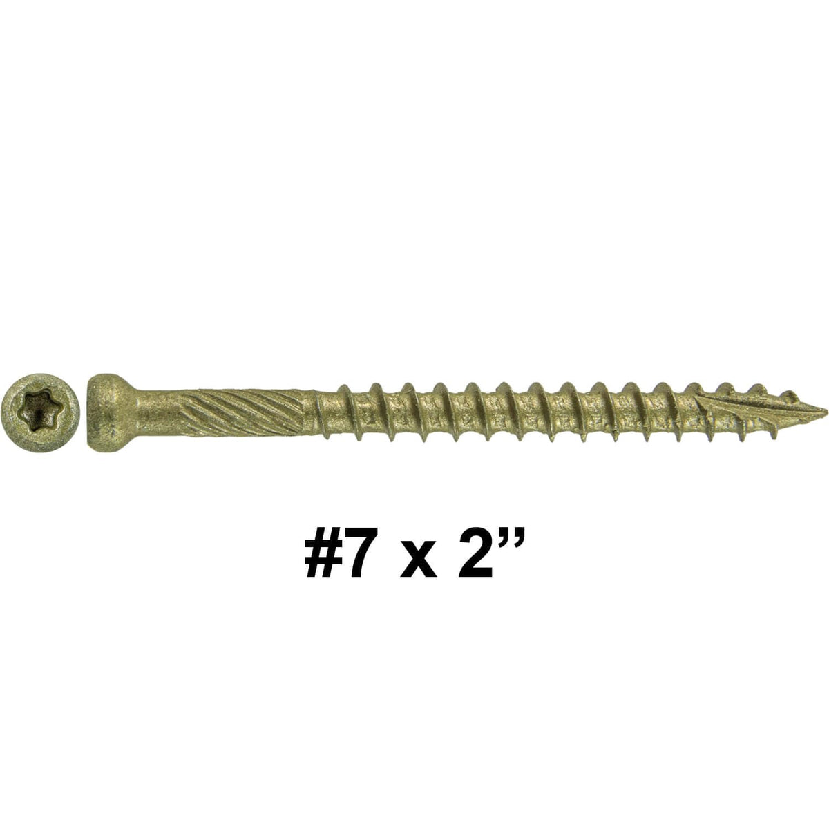 Jake Sales #7 x 2 Bronze Coated Multipurpose Wood Screw Torx/Star Tiny Finish Head (Full Box ~4000 Screws) Exterior Coated - ACQ Compatible Wood Screws