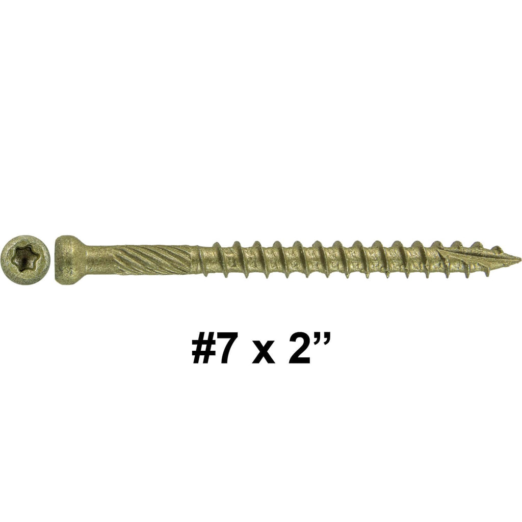 7 x 2 Bronze Coated Tiny Finish Head Multipurpose Wood Screw - Torx/Star - ACQ Compatible - 5 Pound CASE ~8415 Screws