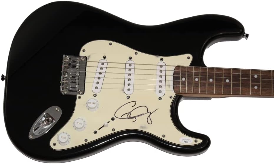 GARY CLARK JR SIGNED AUTOGRAPH FULL SIZE BLACK FENDER STRATOCASTER ELECTRIC GUITAR C W/ JAMES SPENCE JSA AUTHENTICATION - WORRY NO MORE, 110, BLAK AND BLU, THE STORY OF SONNY BOY SLIM, THIS LAND, VERY RARE