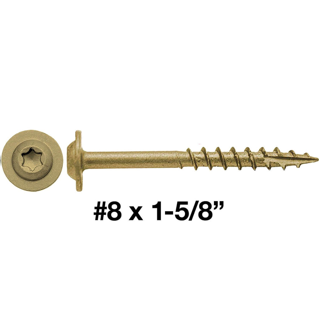 8 x 1-5/8' Bronze Star Multipurpose Torx/Star Drive Head Exterior Coated Modified Truss Head Cabinet Wood Screw - Full Box 3000 Screws