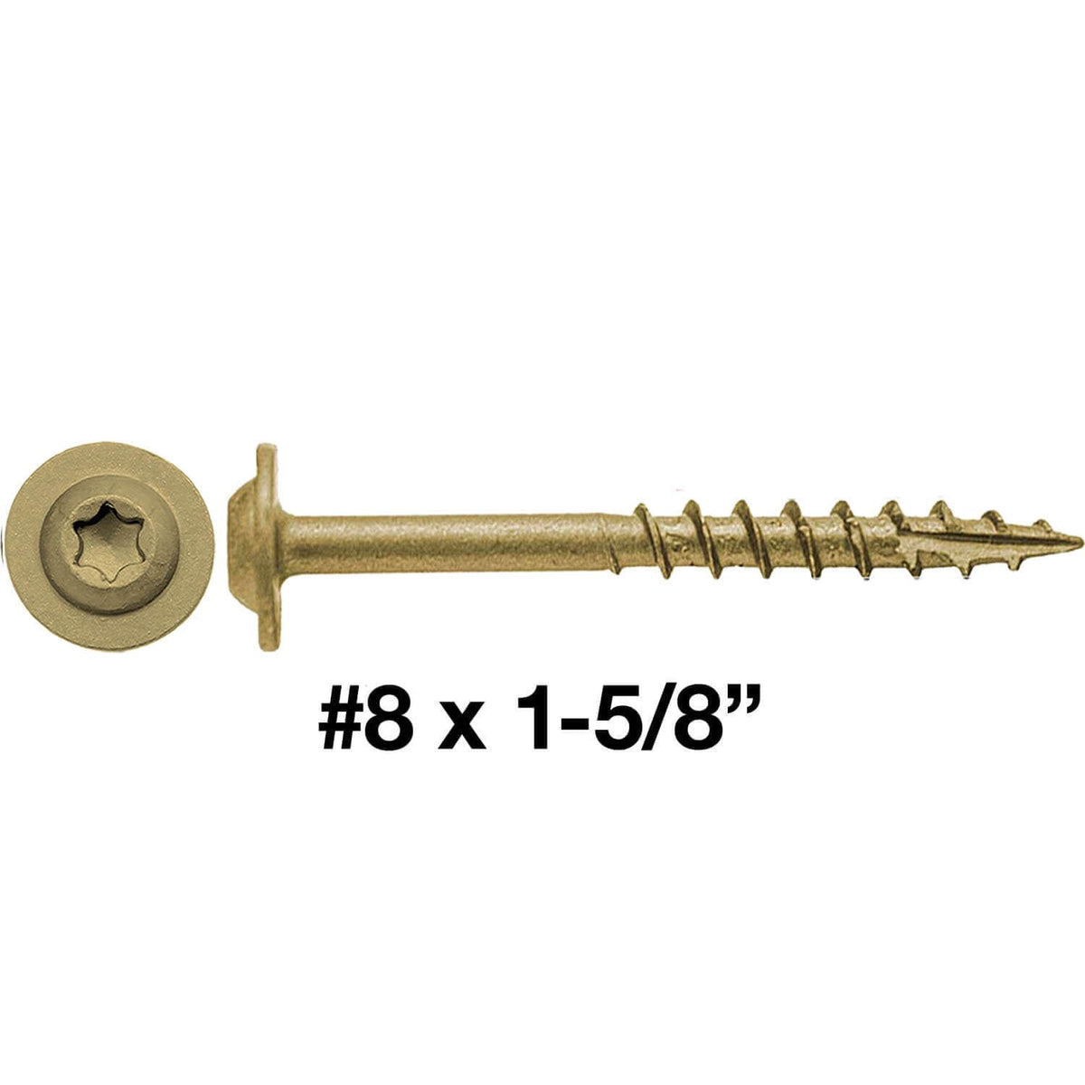 8 x 1-5/8' Bronze Star Multipurpose Torx/Star Drive Head Exterior Coated Modified Truss Head Cabinet Wood Screw - Full Box 3000 Screws