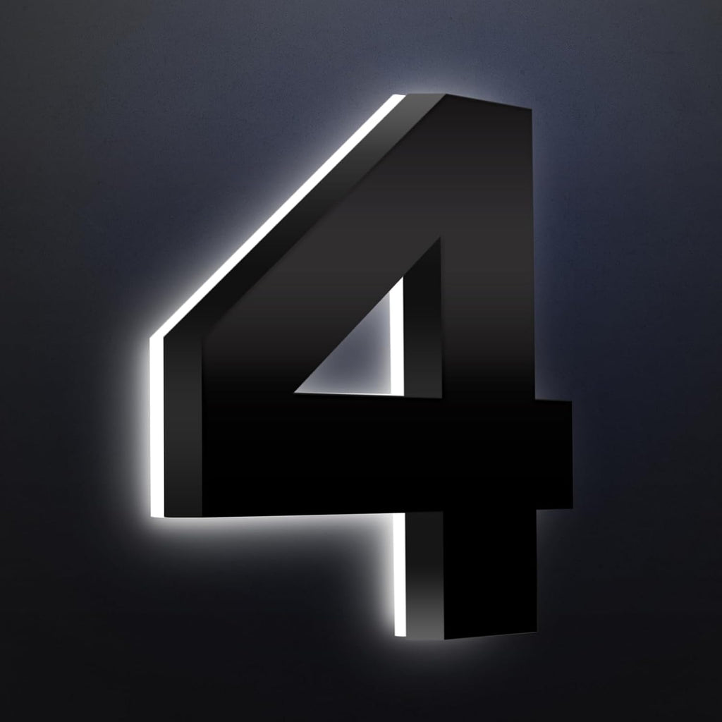 Backlit Illuminated LED House Numbers, LED Lighted House Number Light, 3D Floating Stainless Steel LED Address Number Modern UpScale Look House Number,18 Inch/450mm,B