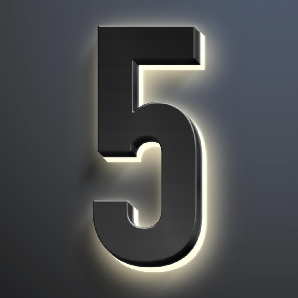 Illuminated House Address Numbers Signs, Stainless Steel,Up-Scale Modern Look, Backlit LED Illuminated Home Address Number, Lighted House Numbers For Outside,20 Inch/500mm,5