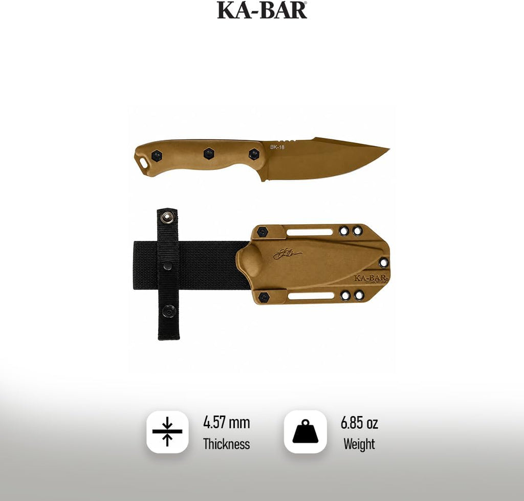 KA-BAR BK18 Becker Harpoon Fixed Blade Knife 4.562' Drop Point 1095 Cro-Van Flat Dark Earth Blade Ultramid Handle Flat Dark Earth