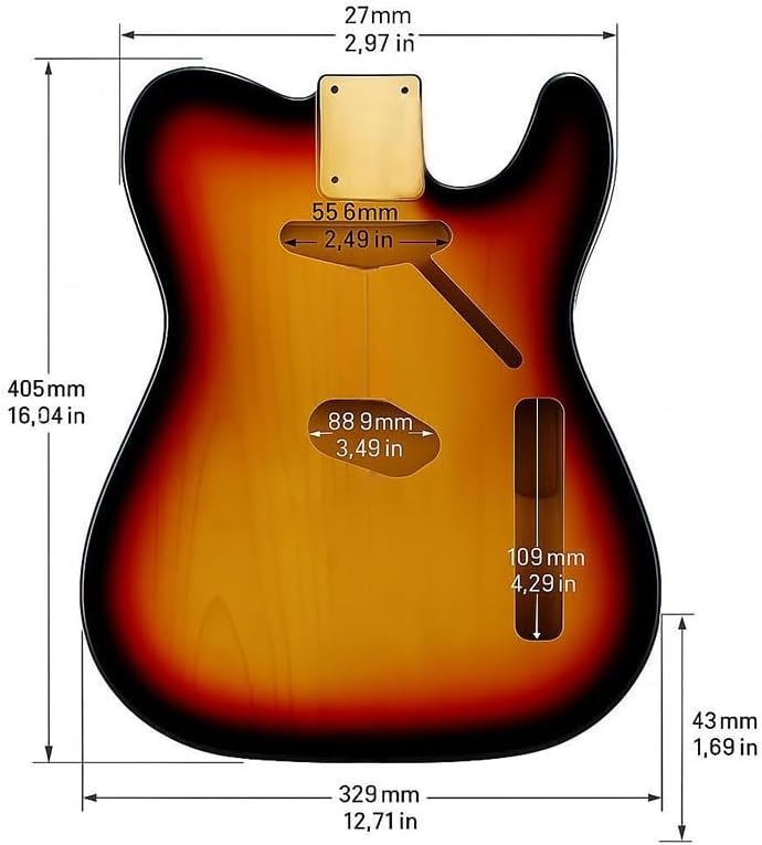 Electric Guitar Body, Alder Wood for TL Electric Guitar Replacement Part,Just Single Alder Double-Spun