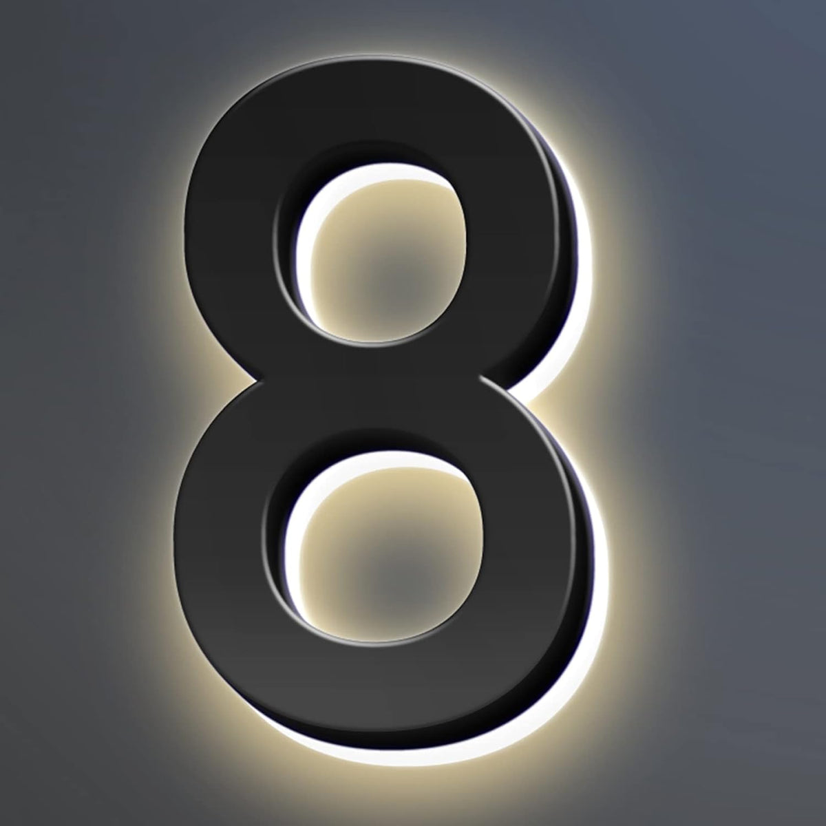 Backlit Illuminated LED House Numbers, Matte Black, Address Signs Lighted Plaque, Outdoor/Indoor, Modern, Weatherproof And Corrosion Resistant, Day & Night,20 Inch/50cm,D