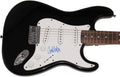 GARY CLARK JR SIGNED AUTOGRAPH FULL SIZE BLACK FENDER STRATOCASTER ELECTRIC GUITAR C W/ JAMES SPENCE JSA AUTHENTICATION - WORRY NO MORE, 110, BLAK AND BLU, THE STORY OF SONNY BOY SLIM, THIS LAND, VERY RARE