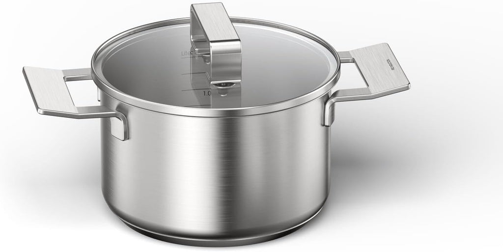 Bosch HEZ9SE040 Hob Accessories, 4-Piece Cookware Set: 3 Pots and 1 Pan, for Electric Hobs and Induction Hobs, Made in Germany