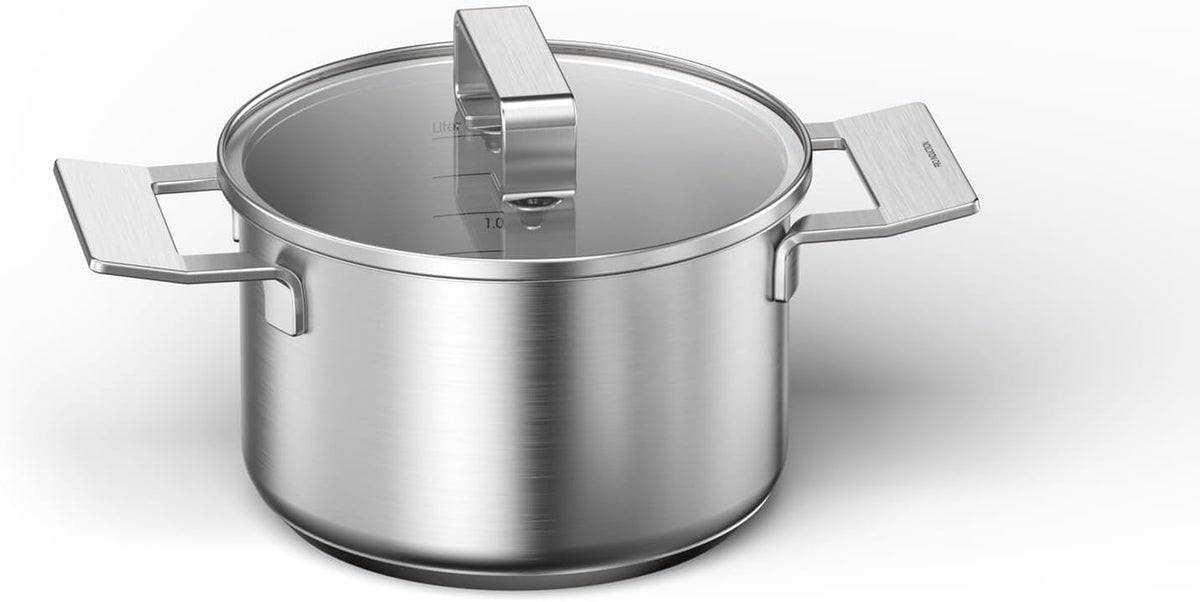Bosch HEZ9SE040 Hob Accessories, 4-Piece Cookware Set: 3 Pots and 1 Pan, for Electric Hobs and Induction Hobs, Made in Germany